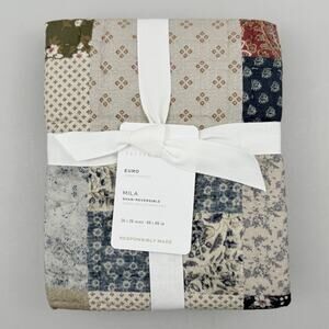 Pottery Barn Mila Euro Sham Quilted Patchwork 26x26 Pillow Cover Multi New